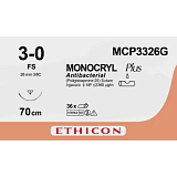 Шовный материал Монок.+ 3/0,70 см,н/окр,Обр.-реж. 26мм,3/8 MCP3326G 12ш/уп