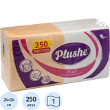 Салфетки бумажные Plushe Duet 24х24 пастель 1сл 250л/уп