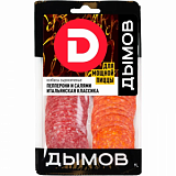 Колбаса Дымов ассорт Пепперони и Салями Итальянская клас с/к нарез з/с 90г