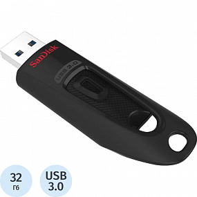 Флеш-память SanDisk Ultra, 32Gb, USB 3.0, чер, SDCZ48-032G-U46