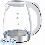 Чайник SCARLETT SC-EK27G37, 2200Вт, 1,7л, белый