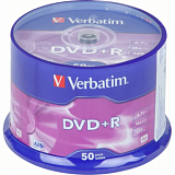 Носители информации DVD+R, 16x, Verbatim Azo Matt Silver, Cake/50, 43550