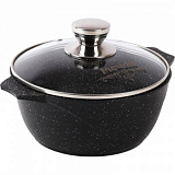Кастрюля Гранит black, лит. алюм, АП, 3л с несъем/руч и стекл/крышк 43802