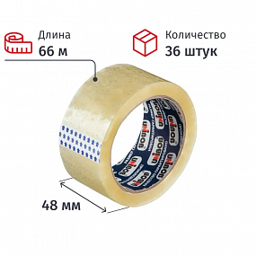 Клейкая лента упаковочная UNIBOB 700 48мм х 66м 47мкм, прозрачная, 36шт/уп