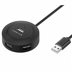 Разветвитель USB UGREEN CR106 (20277) USB 2.0 Hub 4 Ports. Длина 1 м/черный
