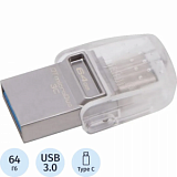 Флеш-память Kingston microDuo 3C, 64Gb, USB 3.1 G1, Type-C, DTDUO3CG3/64GB