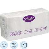 Салфетки бумажные Plushe Maxi 24х24 белая 1сл 200л/уп