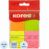 Стикеры Kores бум.для зам. 40х50 неон.гамма 4шт./уп.по 50л. '48450