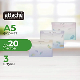Папка-конверт на кнопке А5 Attache Selection Перья, РР, 3шт/уп, 180мкм