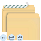 Конверт POSTFIX крафтС4 стрип229х324, 90г/м2, 250шт/уп