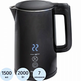 Чайник Pioneer KE577M black, электрический, 2000 Вт, 1,5 литра, STRIX