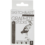 Набор графита прессованного SKETCH&ART 8B,10B,12B черный 3шт/наб 25-004