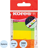 Клейкие закладки бум. 4цв.по 50л. неон 20х50мм Strips Kores 45104