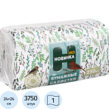 Салфетки бумажные сервировочные Новинка ЭКО белые 1сл 24х24см 250л 15пач/уп