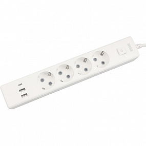 Удлинитель Power Cube, 4р/1.9м выкл.,3USB, 3.5кВт,16А,3x1,0 белый(PC-6-2M)