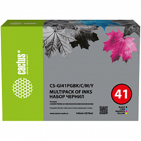 Чернила Cactus CS-GI41PGBK/C/M/Y набор CMYK для Canon PIXMA G1420