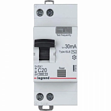 Выключатель автом. диф. тока Legrand RX3 1п (1P+N) C 20А 6кА 30мА AC 419400