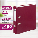 Папка-регистратор 75мм Attache А4, бордо, тиснение кожа, метал угол