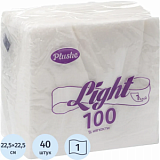 Салфетки бумажные Plushe Light 22,5х22,5 белая 1сл 90л/уп