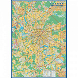 Карта настенная Москвы с линиями метро 1,02х1,43 м,КН107