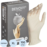 Перчатки мед.смотров. латекс, н/c,н/о,текстур беж/натур Benovy (XL) 50 п/уп