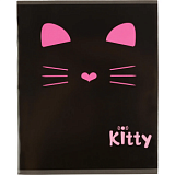 Тетрадь общая А5 48л Kitty черн,клет,скреп, ВД-лак