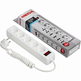 Сетевой фильтр Promega jet 5/1,8м с зазем,10А,2200 Вт,автомат предохр,белый