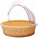 Корзина для хлеба кругл.d=40 см.h=10 см. бежевая с крышк. MGprof , 73339