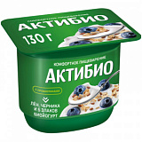 Йогурт АктиБио с черникой злаками и льном 3% 130г