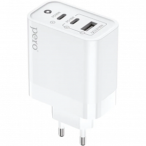 Зарядное устройство сетевое PERO TC14 USB-A QC3.0 + 2х USB-C PD, 48W белый
