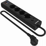 Сетевой фильтр Philips CHP8246BA/51 4р/2м с USB, 10А, черный