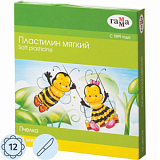 Пластилин воск. Гамма Пчелка мягкий 12цв, со стеком, к/к, 180г, 280032Н