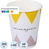 Стакан одноразовый бум 2-сл, d-90мм 300мл NDW12 Кофе-Пауза (mix) 40шт/уп