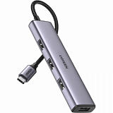 Разветвитель USB Ugreen CM473 (20841) USB-C to 4xUSB 3.0 Hub. серый