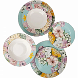 Набор тарелок 6 шт Flowers d=27/21,5см/19см (фарфор), 0052033