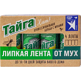 Средство от насекомых Тайга липкая лента от мух в коробочке 4 шт/уп