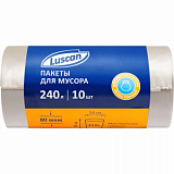 Мешки для мусора ПВД 240л 80мкм 10шт/рул прозрачные 90x140см Luscan
