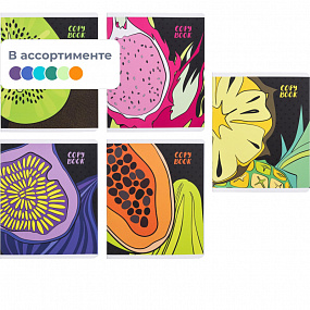 Тетрадь 48л,в ассорт.ТРОПИЧЕСКИЕ ФРУКТЫ А5+,клетка,мягкий переплёт,/63712