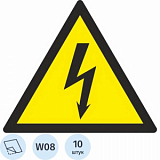 Знак безопасности W08 Опасн.поражения эл.током(плёнка,150х150) уп.10шт