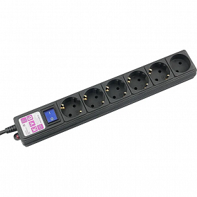 Сетевой фильтр Power Cube 6р/1,9м, 16А/3.5кВт,3x1,0, черн(SPG6-B1,9M)