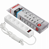 Сетевой фильтр Promega jet 5/3м с зазем,10А,2200 Вт,автомат предохр,белый