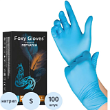Перчатки нитрил., н/с, н/о,5,5гр./шт,голуб.FOXY-GLOVES (S)50 пар/уп