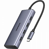 Разветвитель USBUGREENCM498(35897)7in1 USB-C to USB-A 3.2,2.0,HDMI+PD,серый