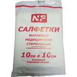 Салфетки стер 10х10см 8сл 17нит 32г инд 10шт/уп Ньюф ШК80940