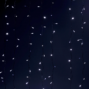 Гирлянда светодиодная Дождь 2x1,5м 300 led хол.белый, проз.провод стат.220В