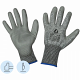 Перчатки защитные от порезов JetaSafety JCP051 трикотаж.с п/у покр.5кл р.XL