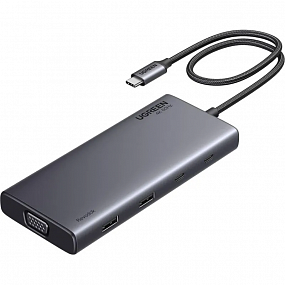 Разветвитель USB UgreenCM639(35588)Revodok8in1 4K@60HzHDMI/VGA/USB-C;A/PDср